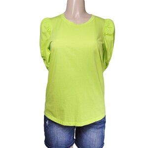 A.L.C. NWT S/P  Kati CHARTREUSE Lime Green PUFF SLEEVE Top Neon Minimalist